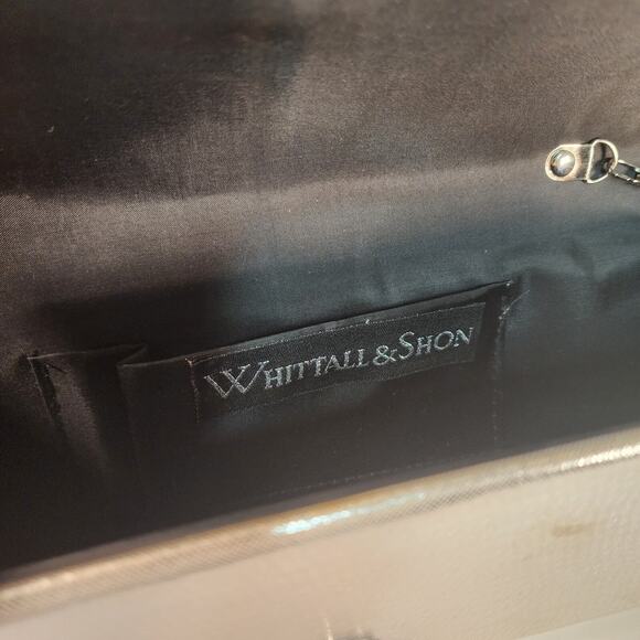 WHITTAL & SHON Evening Clutch Purse Silver Metallic Rhinestone bag Purse (FB1) - Picture 7 of 8